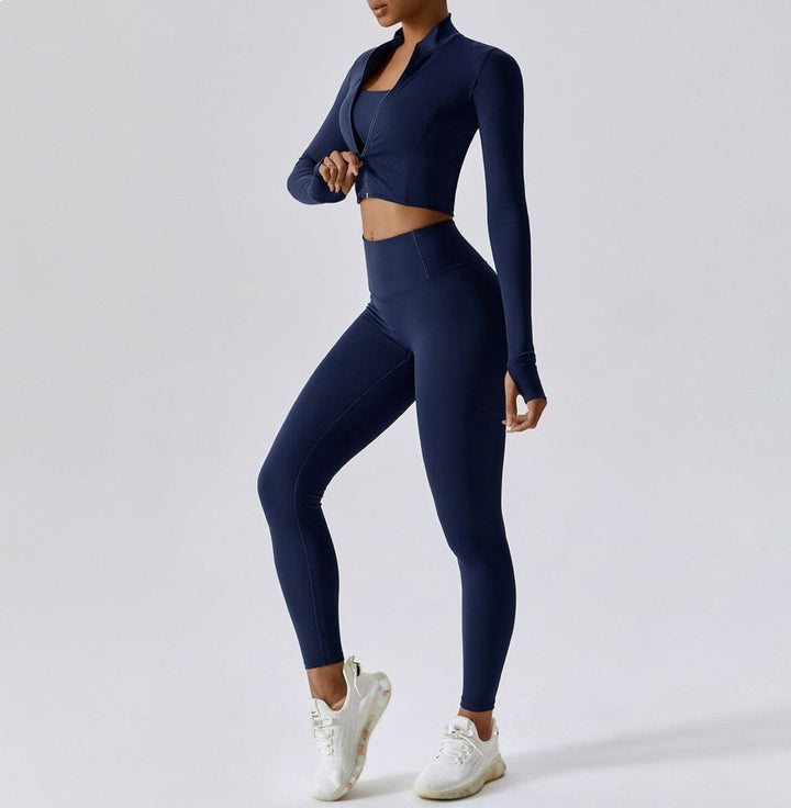 Doreen Damen 3-Teiliges Fitness-Set mit Zipper
