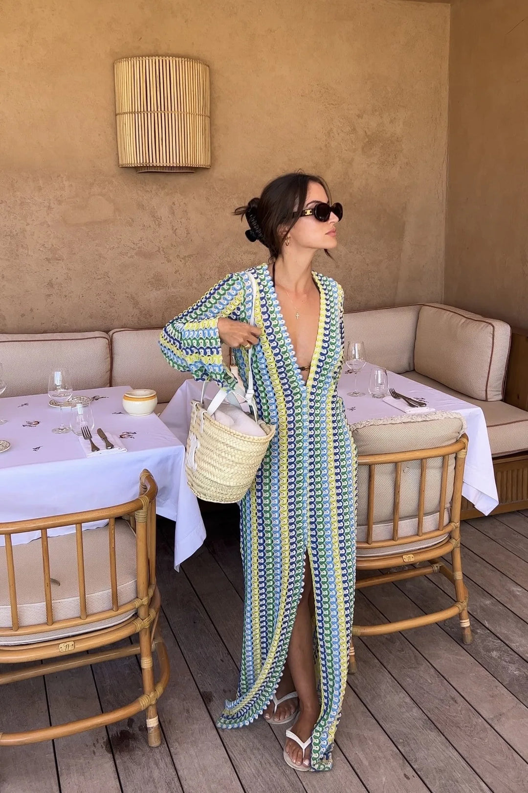 Giada Damen Maxikleid mit Rückenausschnitt & Schlitz