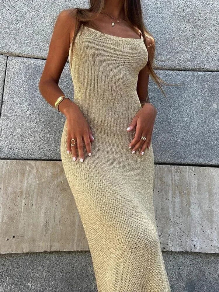Georgia Rückenausschnitt & hohem Schlitz Maxikleid