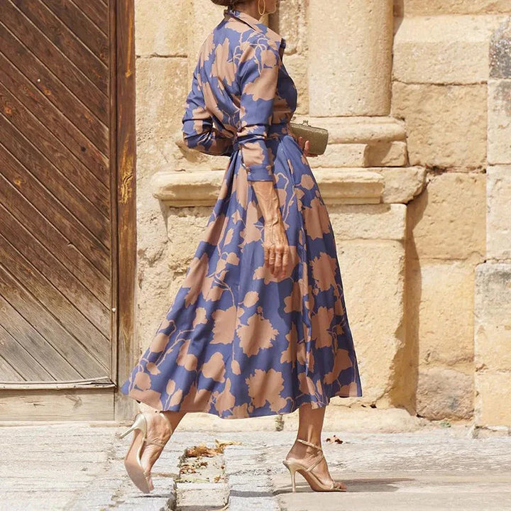 Matilda Damen Midi Kleid mit Print & Gürtel