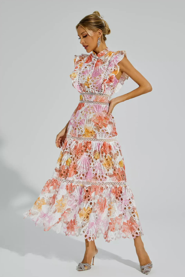 Chiara Damen Elegantes Sommerkleid mit Faltendetail