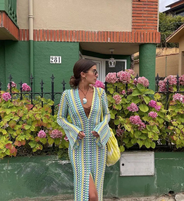 Giada Damen Maxikleid mit Rückenausschnitt & Schlitz