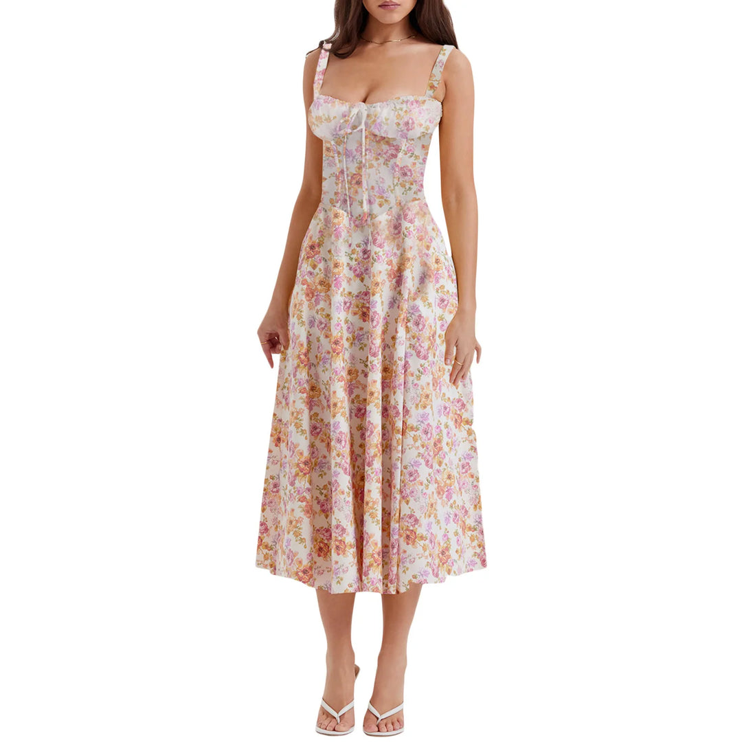 Käthe Boho Blumenkleid mit Korsett und Beinschlitz