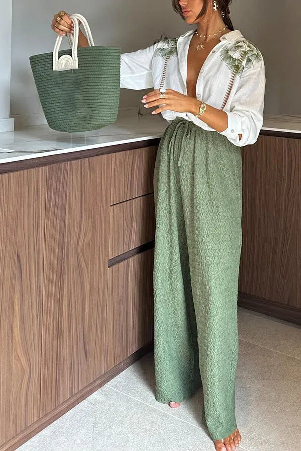 Ginevra Damen Zweiteiler Set mit Print & Bindegürtel