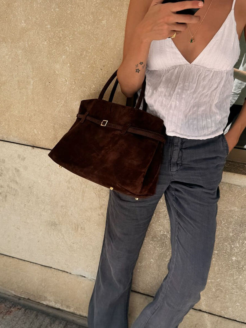 Ylenia Handtasche aus Wildlederimitat mit Schnalle