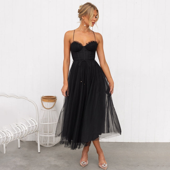Ilona Schulterfreies Abendkleid aus Mesh