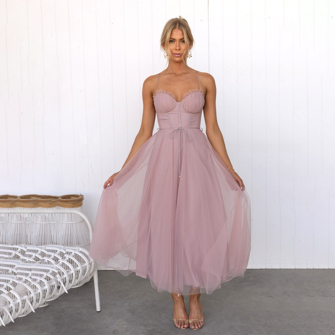 Ilona Schulterfreies Abendkleid aus Mesh
