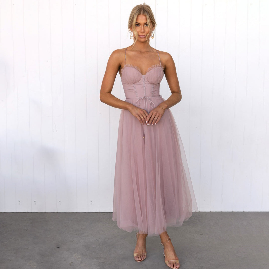 Ilona Schulterfreies Abendkleid aus Mesh
