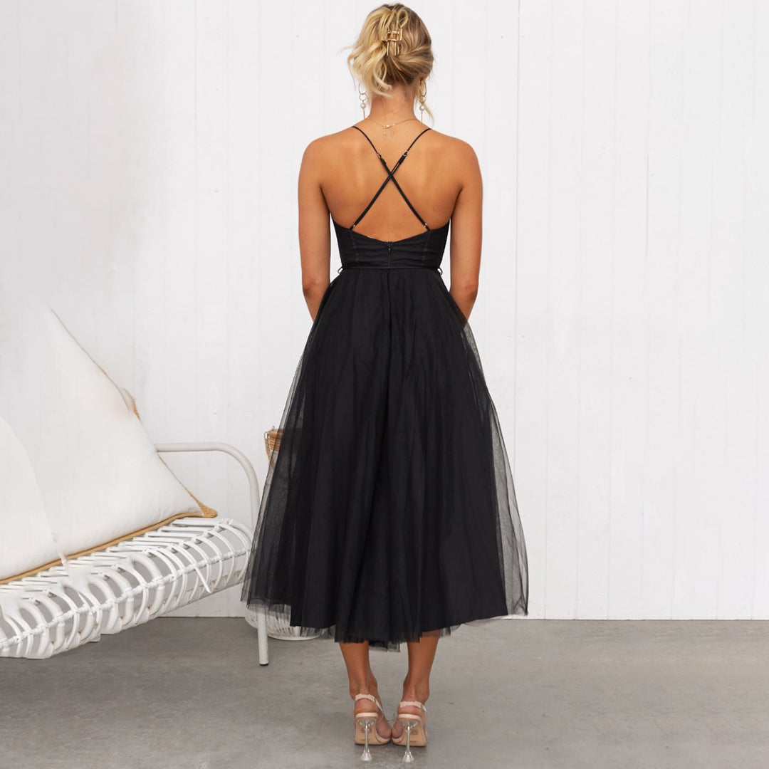 Ilona Schulterfreies Abendkleid aus Mesh