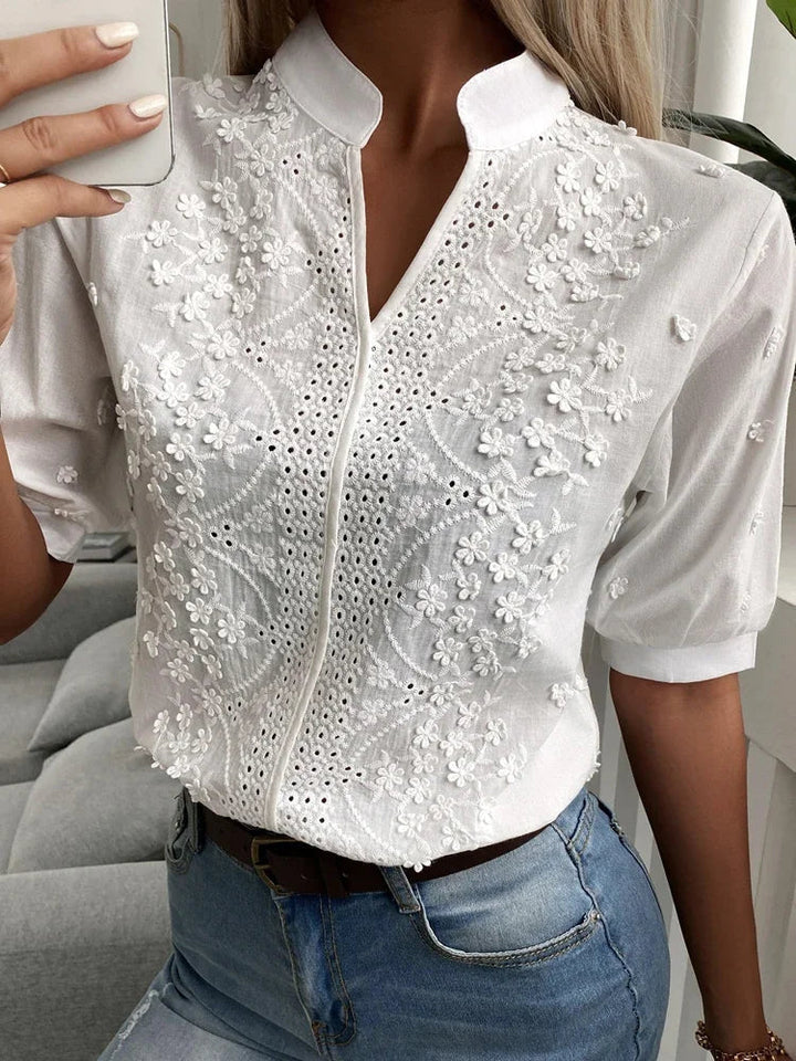 Delia Bluse mit floraler Stickerei & Spitze