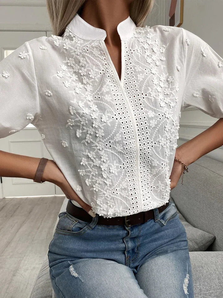 Delia Bluse mit floraler Stickerei & Spitze