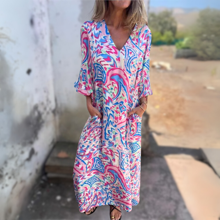 Adalene lila fließendes Boho-Maxi-Kleid für Damen, mit lebendigem Lila-Ton und boho-inspiriertem Design für einen entspannten, stilvollen Look