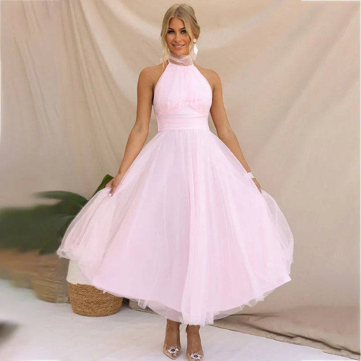 Aleena rosa elegantes Feen-Kleid für Damen, mit lebendigem Rosaton und einem magischen, fließenden Design, perfekt für einen Märchen-Look
