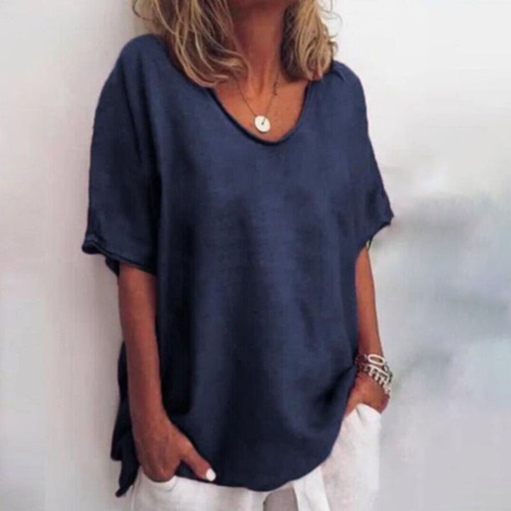 Alfrieda Bequeme Lockere Bluse für Damen in Blau, mit entspannter Passform und frischem, kühlem Look für den Alltag.