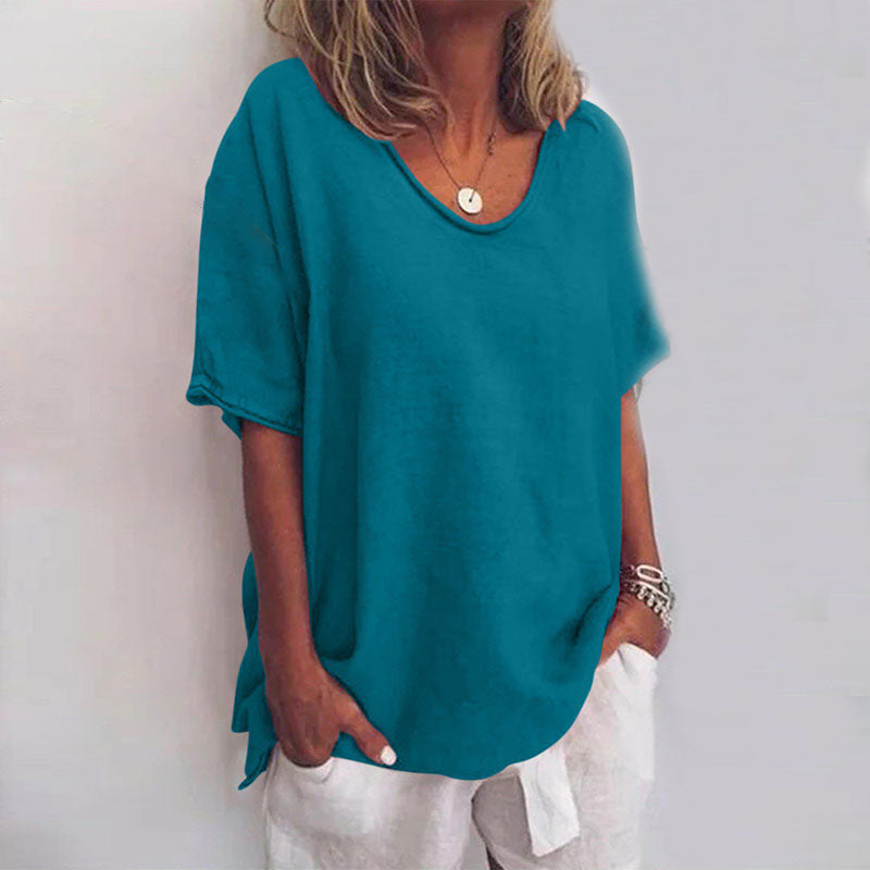 Alfrieda Bequeme Lockere Bluse für Damen in Meeresblau, mit einer schönen Farbe, die gut zu lässigen Outfits passt, perfekt für den täglichen Gebrauch.