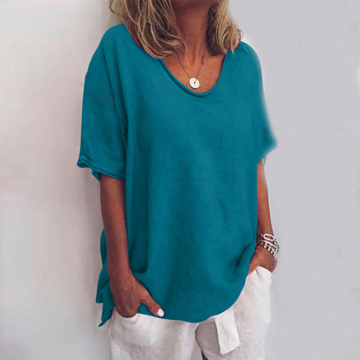 Alfrieda Bequeme Lockere Bluse für Damen in Meeresblau, mit einer schönen Farbe, die gut zu lässigen Outfits passt, perfekt für den täglichen Gebrauch.