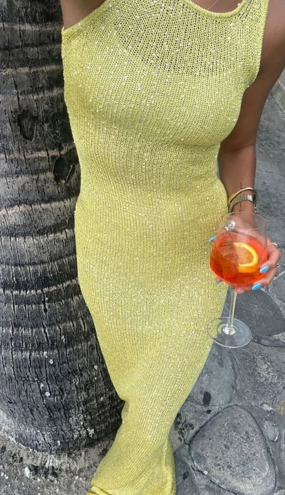 Alizee Funkelndes Ärmelloses Maxikleid für Damen