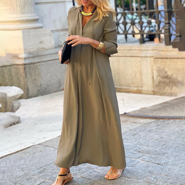 Amelina zeitloses lässiges Maxikleid für Damen in Braun, kombiniert Schlichtheit und Eleganz