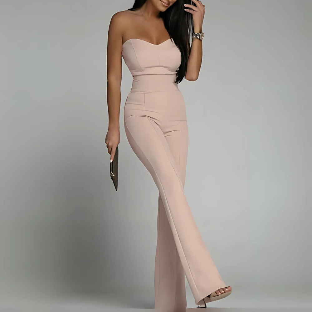 Anascha Schulterfreier Jumpsuit mit Tailliertem Oberteil für Damen in rosa, ein auffälliger und stilvoller Look für formelle oder legere Anlässe.
