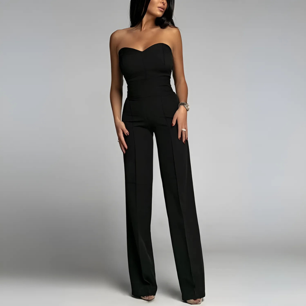 Anascha Schulterfreier Jumpsuit mit Tailliertem Oberteil für Damen in Schwarz, mit schlankem Design und schmeichelhafter Passform, ideal für Abendveranstaltungen.