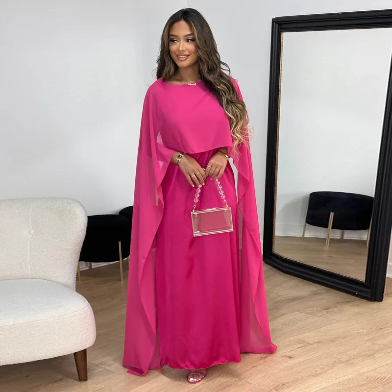 Anneli elegantes fließendes Kleid für Damen in Rosa, mit einem glamourösen Design, ideal für Hochzeiten und luxuriöse Veranstaltungen mit seiner lebendigen Farbe