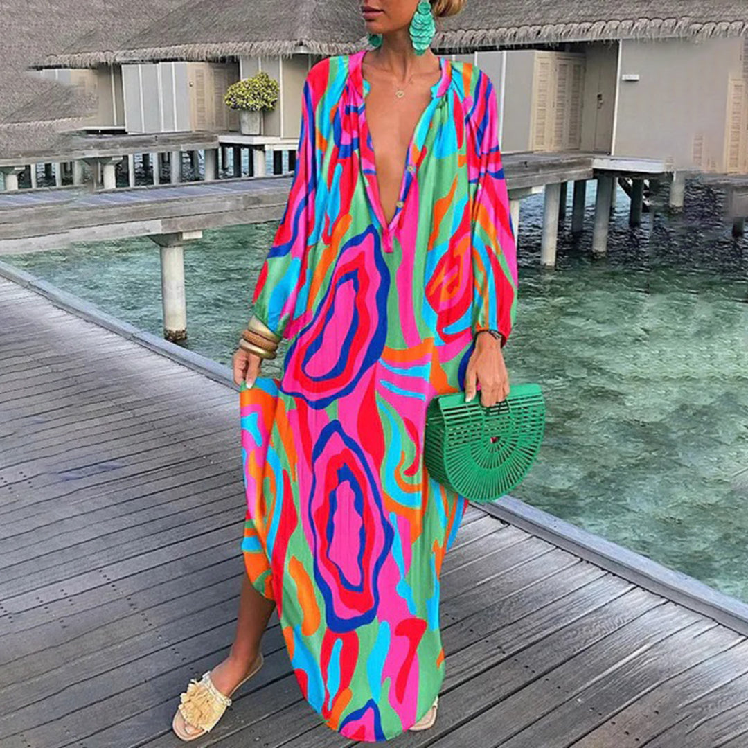 Arnette stilvolles Boho-Kleid für Damen in Rosa, mit einem funkelnden und modischen Boho-Print, perfekt für warmes Wetter und Wochenendausflüge.