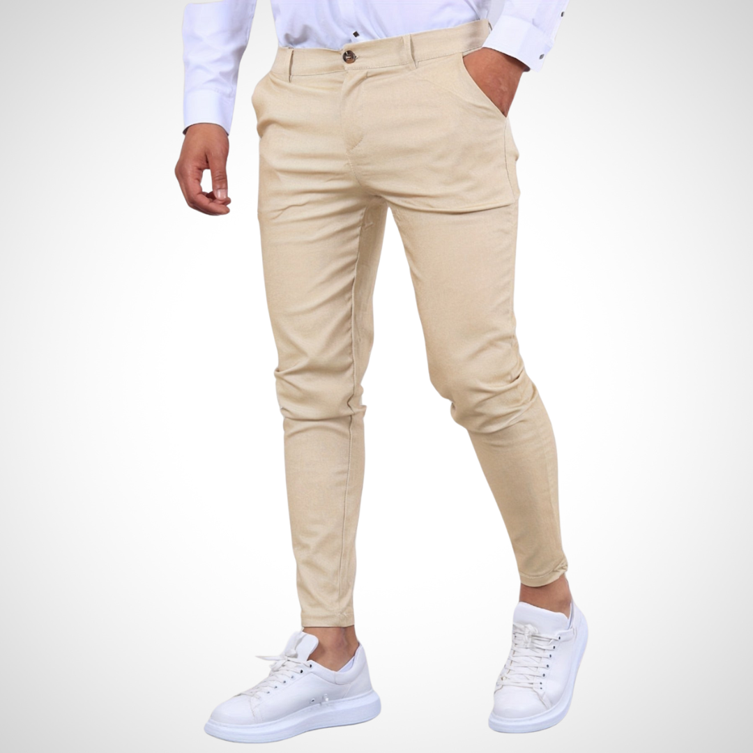 Beigefarbene Herrenhose im Skinny-Fit-Stil – elegante Skinny-Fit Stretchhose für Herren