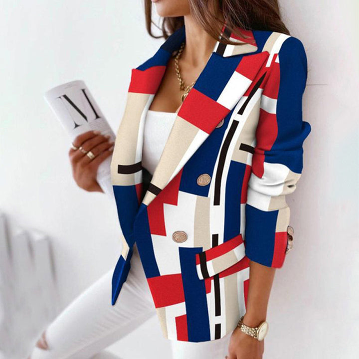 Blazer mit klassischen Karomuster, strukturgebenden Reverskragen und praktischen Knopfverschluss für Damen.