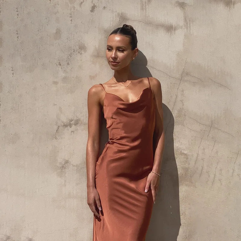 Ariane Luxuriöses Rückenfreies Satin-Hochzeitsgastkleid für Damen