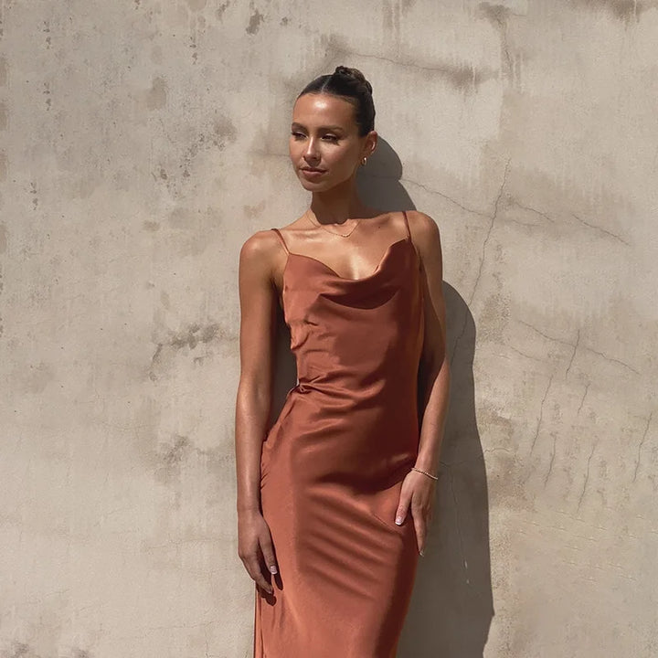 Ariane Luxuriöses Rückenfreies Satin-Hochzeitsgastkleid für Damen