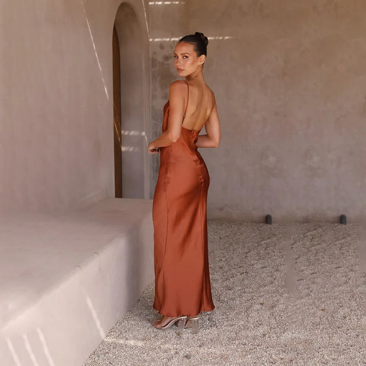 Ariane Luxuriöses Rückenfreies Satin-Hochzeitsgastkleid für Damen