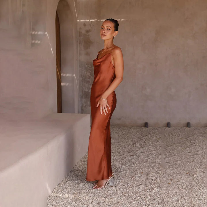 Ariane Luxuriöses Rückenfreies Satin-Hochzeitsgastkleid für Damen