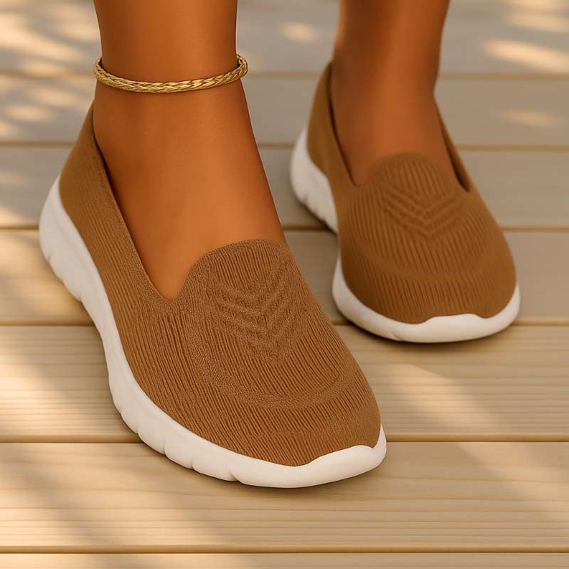 Braune Slip-On-Schuhe für Damen klassische ultraleichte Damenschuhe mit Komfort