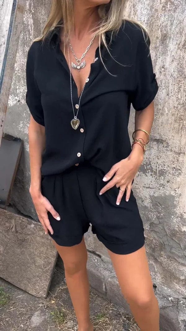 Azzurra Damen Zweiteiler mit Kurzarmhemd & Shorts