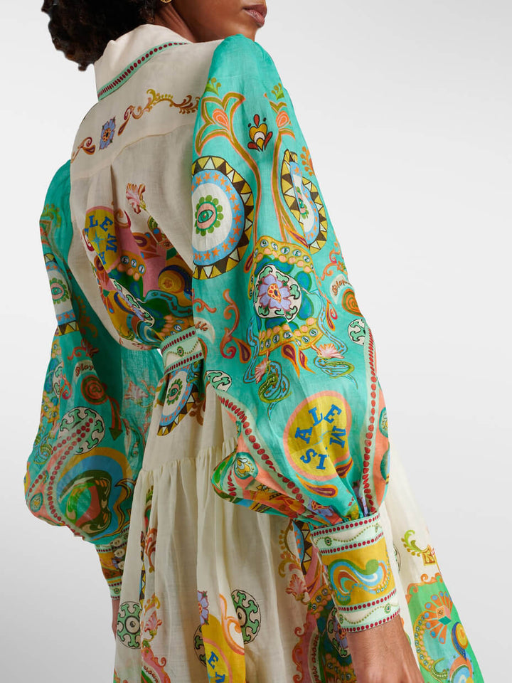 Caren Stylisches Bohemian Print Midikleid für Damen