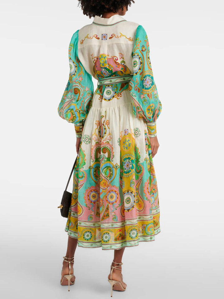 Caren Stylisches Bohemian Print Midikleid für Damen