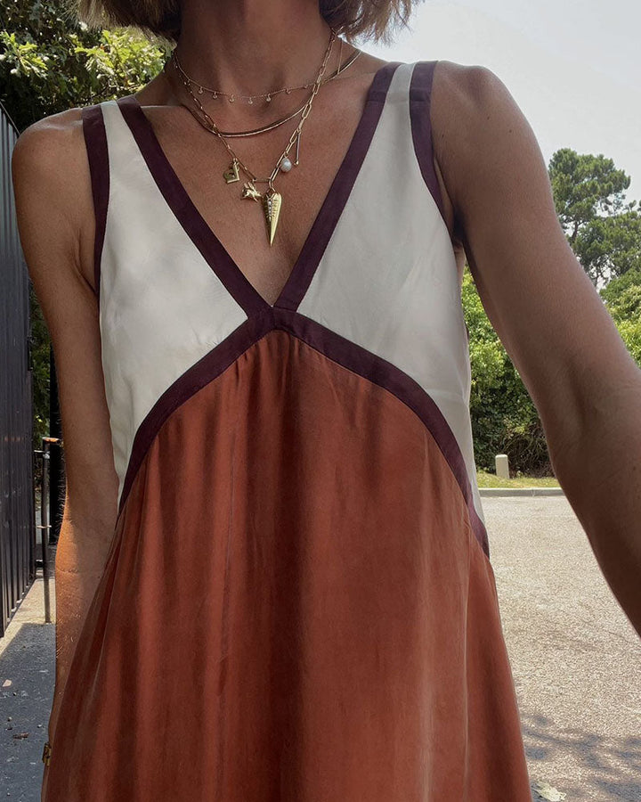 Carmina Leichtes V-Ausschnitt Maxikleid für Damen