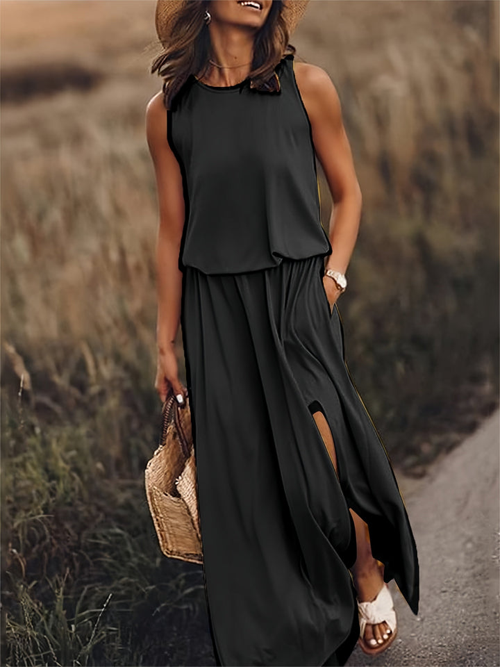 Catarina atemberaubendes ärmelloses Maxikleid für Damen in Schwarz, ein vielseitiges und zeitloses Design