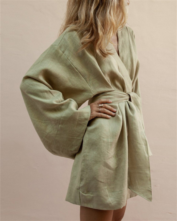Nunziatina Kimono Minikleid Mit Taillengürtel