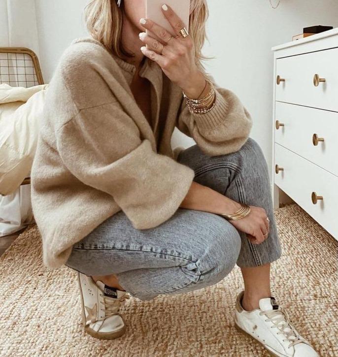 Damen Cardigan mit Rundhalsausschnitt und Knopfleiste Vorn