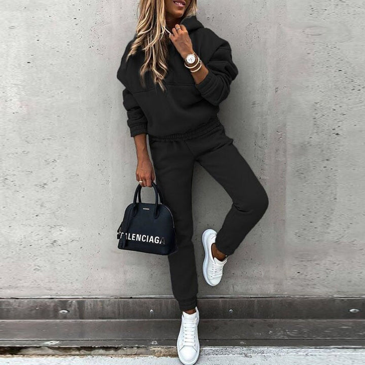 Damen Jogging-Set Kapuzenpullover elastischer Bund und Knöchelbündchen