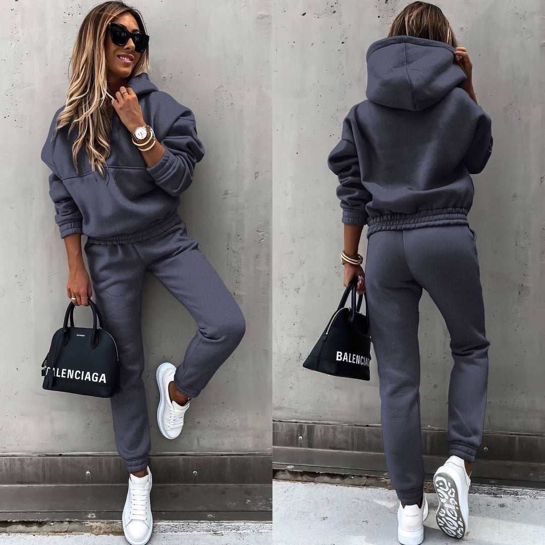 Damen Jogging-Set Kapuzenpullover elastischer Bund und Knöchelbündchen