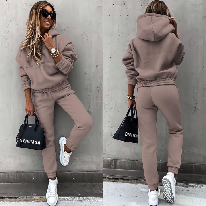 Damen Jogging-Set Kapuzenpullover elastischer Bund und Knöchelbündchen