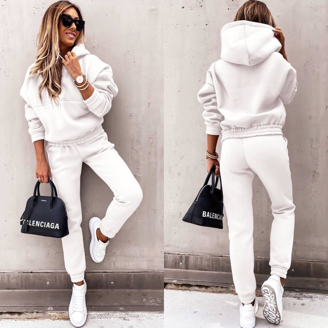 Damen Jogging-Set Kapuzenpullover elastischer Bund und Knöchelbündchen