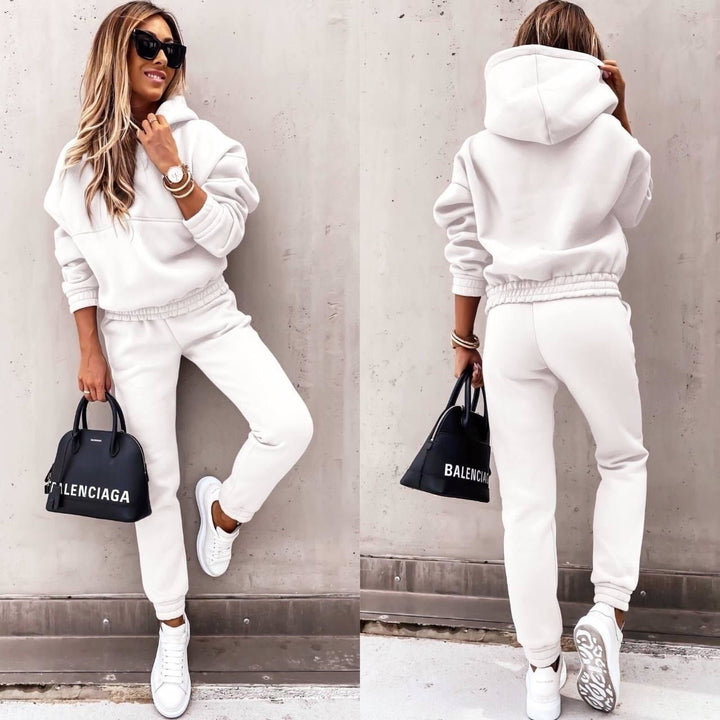 Damen Jogging-Set Kapuzenpullover elastischer Bund und Knöchelbündchen