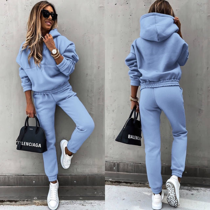 Damen Jogging-Set Kapuzenpullover elastischer Bund und Knöchelbündchen