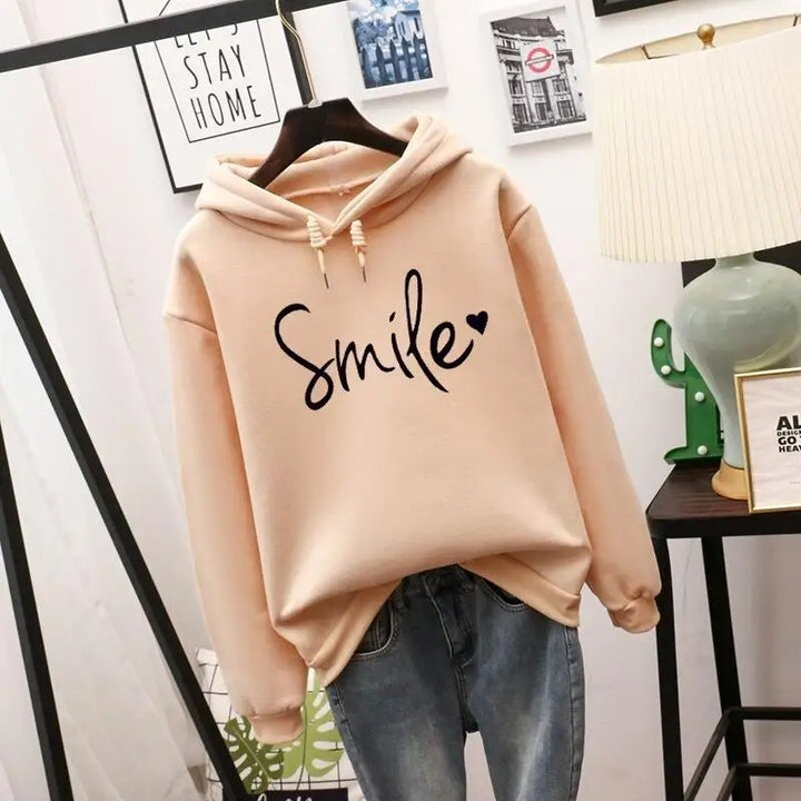 Damen Kapuzenpullover mit Herzmotiv und Rippbündchen