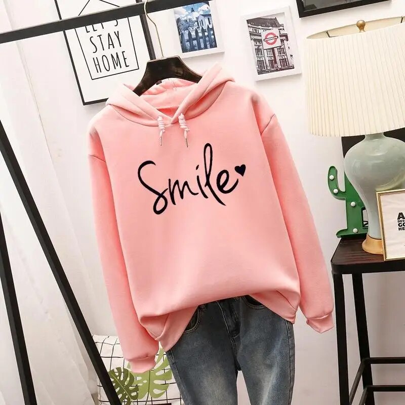 Damen Kapuzenpullover mit Herzmotiv und Rippbündchen