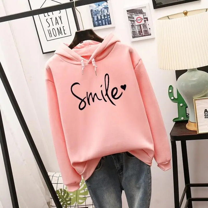 Damen Kapuzenpullover mit Herzmotiv und Rippbündchen