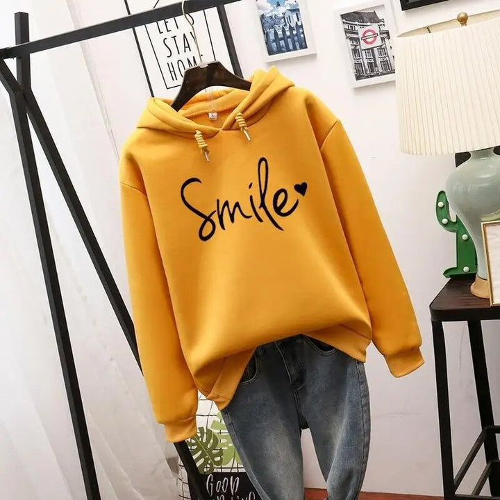 Damen Kapuzenpullover mit Herzmotiv und Rippbündchen